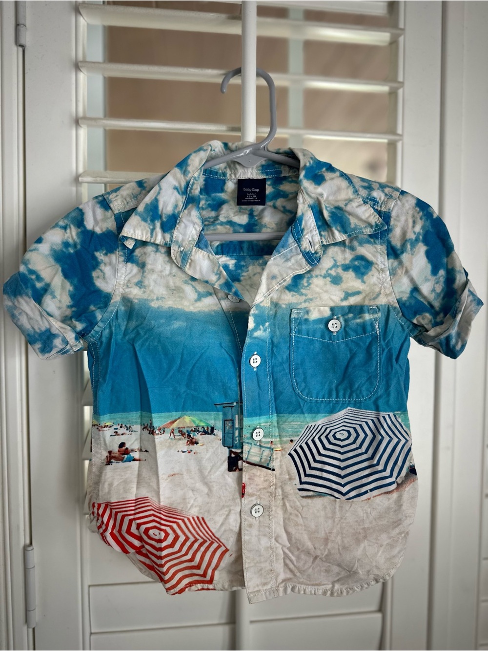 Baby Gap Beach Print Button Down Shirt Toddler Size 12-18 Months